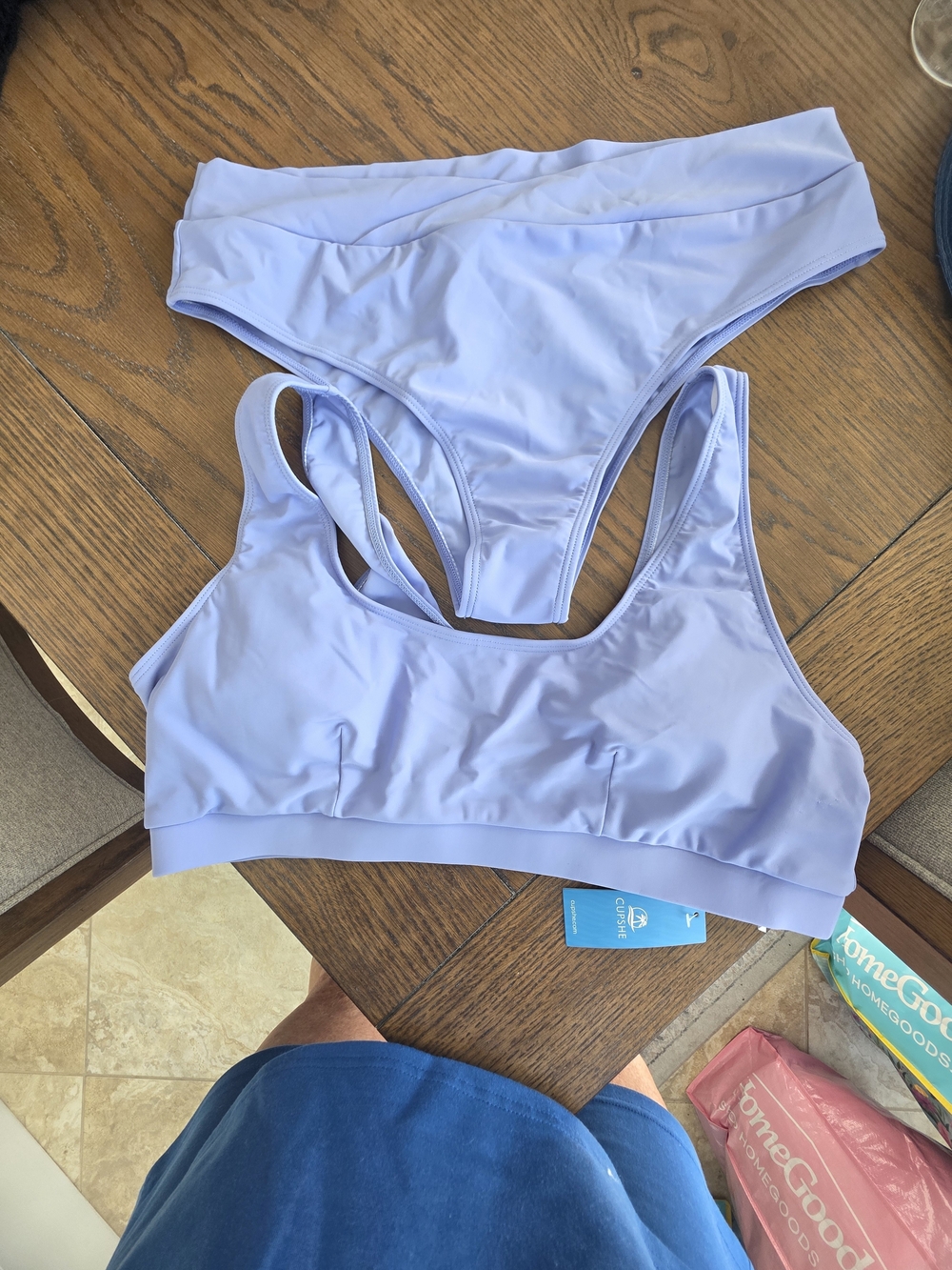 Cupshe Light Lavender Sports Bikini Top & High-Cut Bottoms
